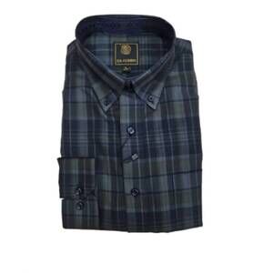 NEW F/X FUSION men's long sleeve plaid shirt in navy